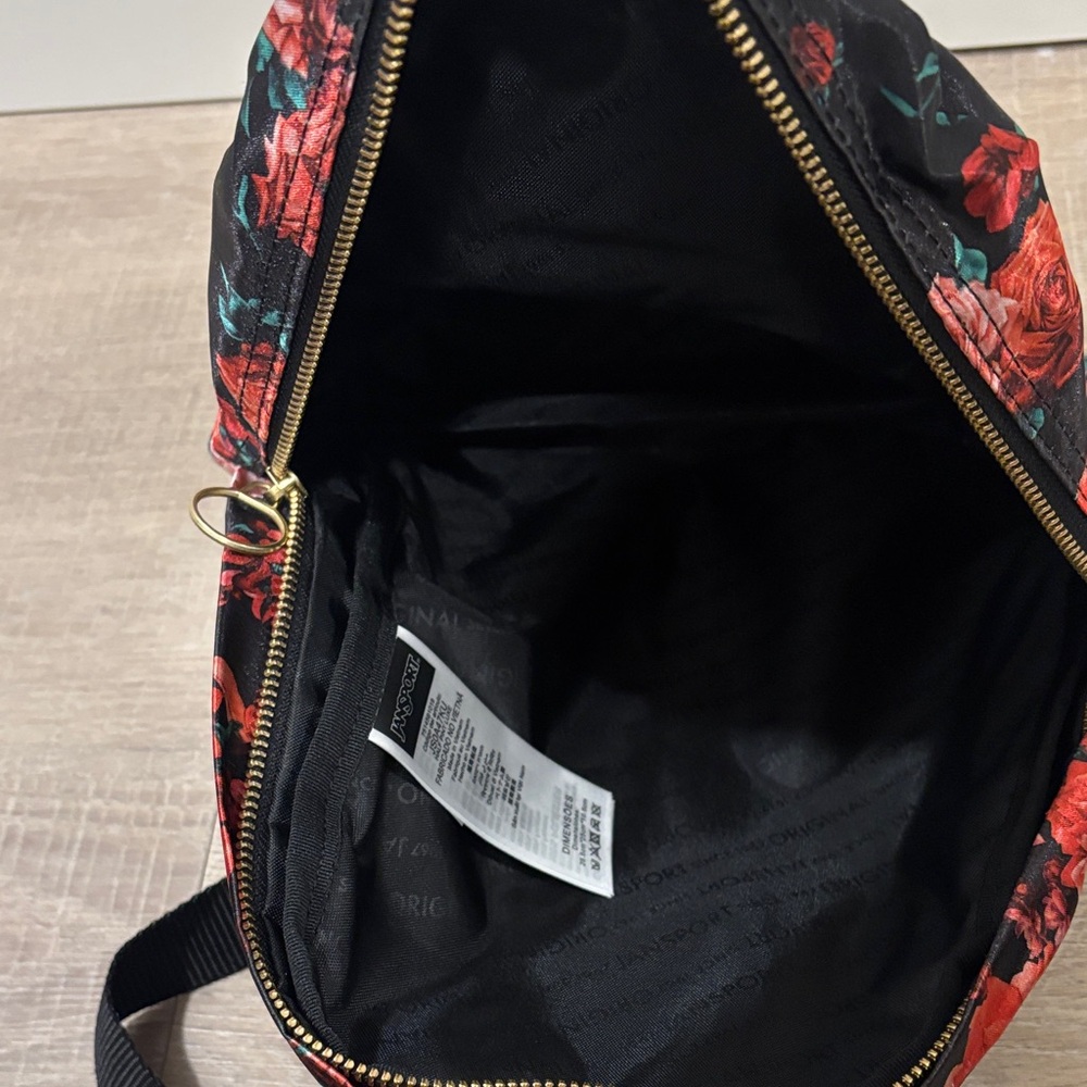 Jansport Black and Red Floral Women's Backpack - Picture 6 of 7